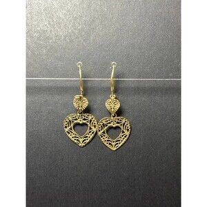 14K Gold Filigree Heart Earrings